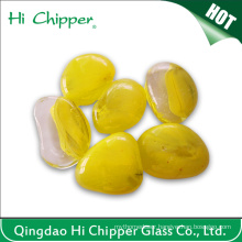 Yellow Colored Fire Pit Glass Pebbles